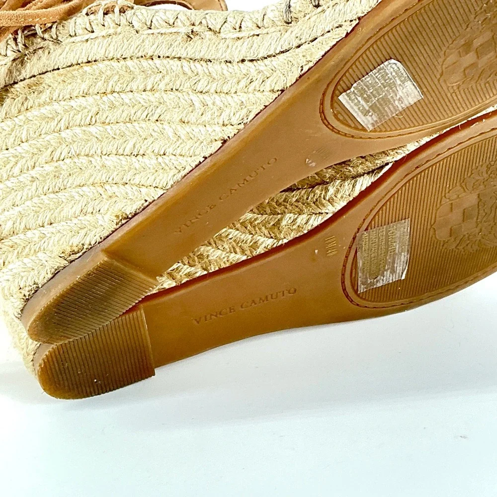 Vince Camuto Size 10 Tan Suede Lace Up Espadrille Wedge Sandals NEW Tannon $159